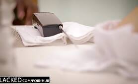 BLACKED - Brett Rossi Scared from her Ex Big Black Boss Protects her