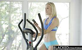 BLACKED - Sexy Blonde Ash Hollywood Cheats with her BBC Trainer