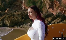 BLACKED - Insatiable Beach Babe Octokuro Gets DPed by two BBCs